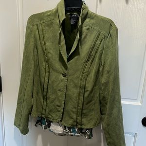 $8 SALE Vintage RQT Washable Women's Large perfect lightweight green 90s blazer